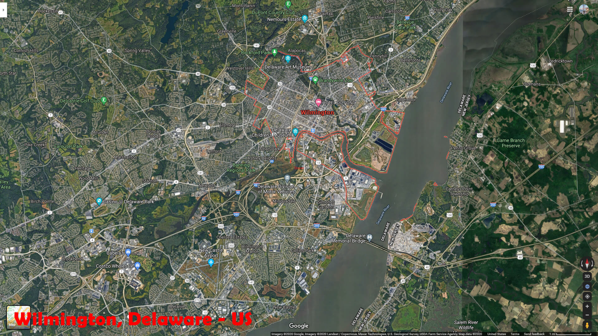 Wilmington Area Map Delaware US
